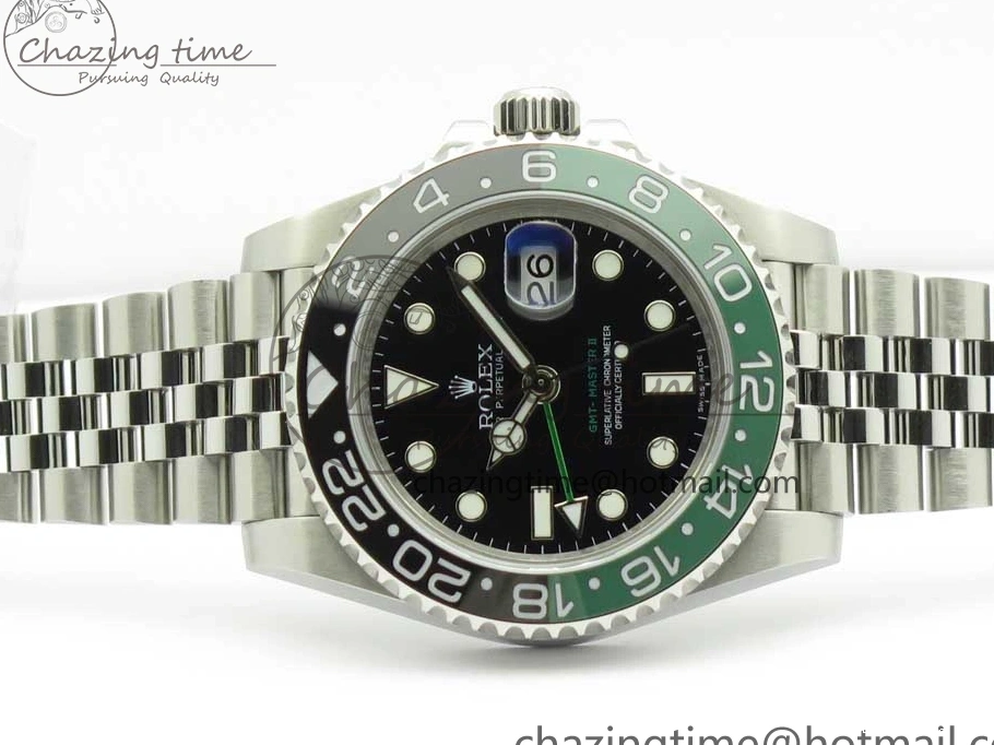 Best AAA Replica Sites GMT-Master Bezel Ceramic Black BPF Bracelet on Green Jubilee 126710 3347 SS Dial A II UrbanChic Black BLRO SS 1225